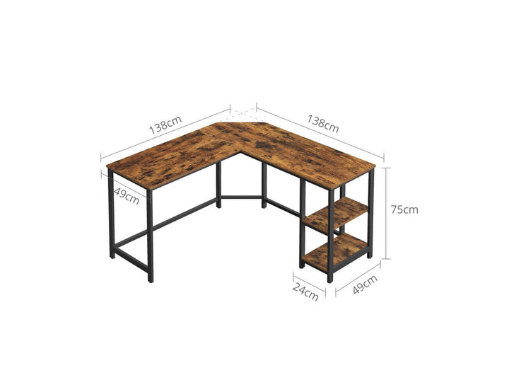 Vasagle L-Shape Desk with Shelves